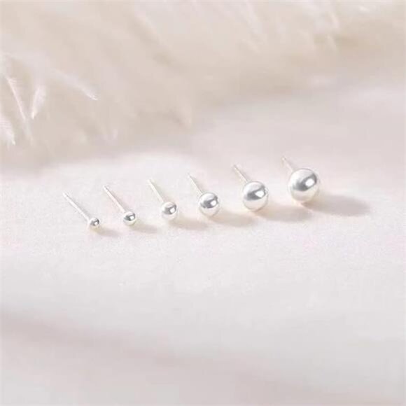 925 Sterling Silver Stud Earrings for Women, Sterling Silver Earrings Tiny Stud - Picture 5 of 7